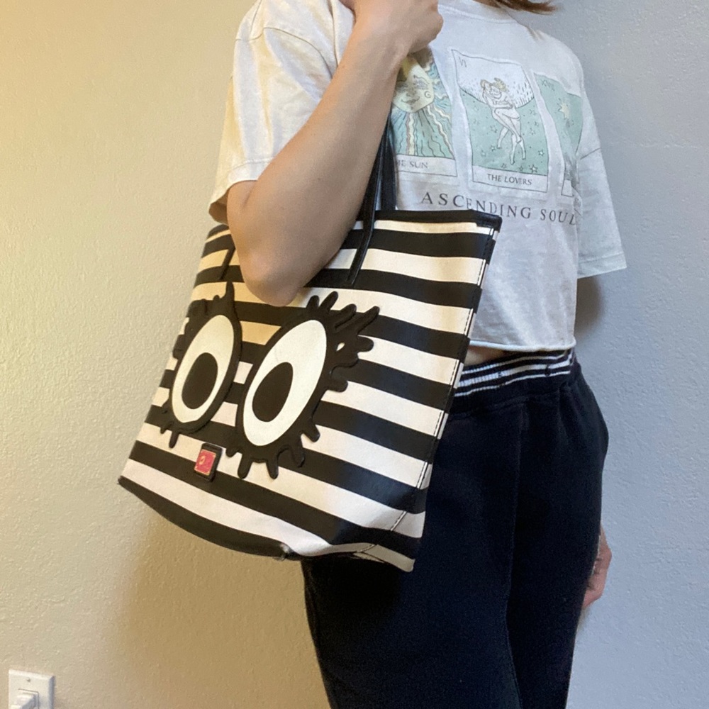 Luv Betsey by Betsey Johnson eyes stripe tote